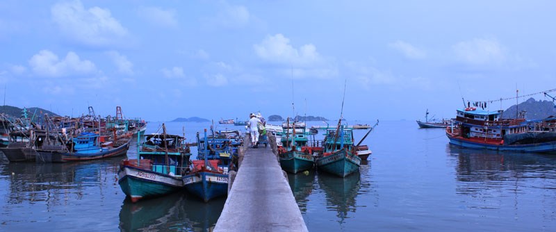Foto över hamnen i Vietnam