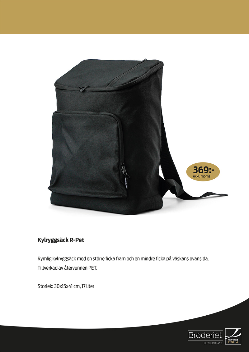 Kylryggsäck Produktblad för Kylryggsäck R-Pet