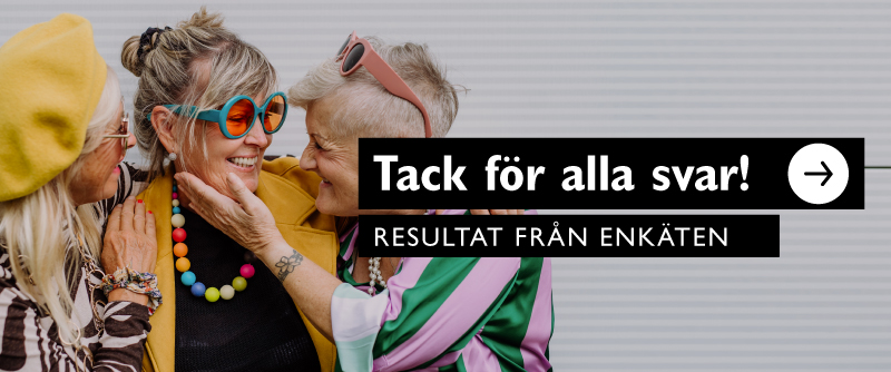 närbild av glada kvinnor i glada färger, texten lyder Tack för alla svar! Resultat från enkäten