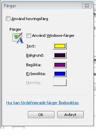 Bilden visar vart du hittar  Använd Windows-färger