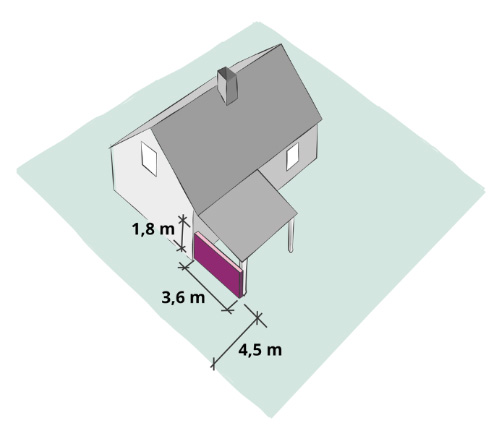exempelbild plank, storlek och avstånd från grannens tomt.
