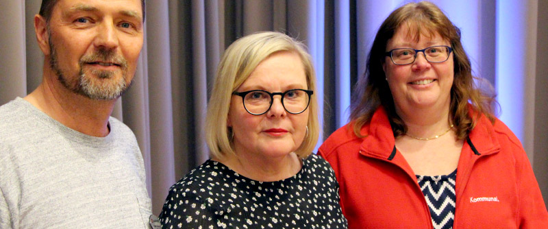 Stefan Eriksson, Lärarförbundet, Anna-Karin Nordström, personalspecialist och Veronica Öhlund, Kommunal håller i arbetsmiljöutbildningen tillsammans