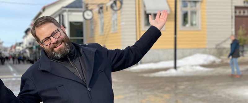 Florian Steiner på Rådhustorget - en av hans personliga favoriter