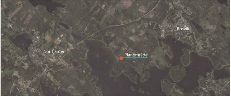 Karta med markerat planområde