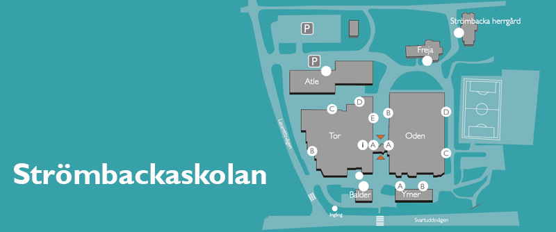 Skolområdet består av 7 byggnader 