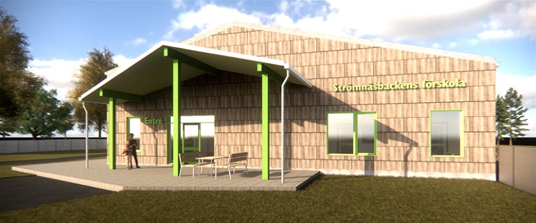 Den klimatsmarta förskolan på Strömnäsbacken invigdes i september 2021. 