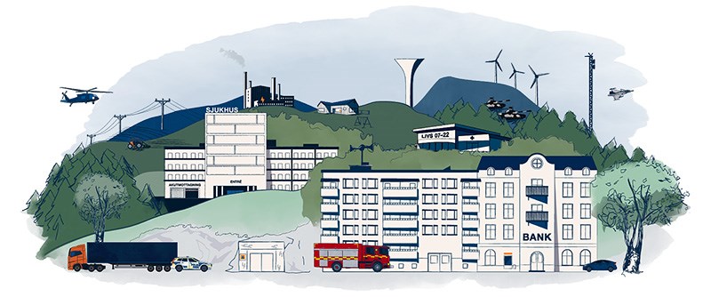 Sveriges totalförsvar består både av det civila försvaret och det militära. Illustration: Myndigheten för civilt försvar