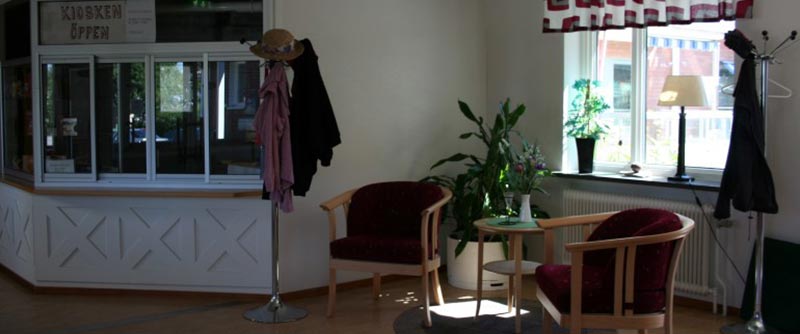 Kiosk i entrén.