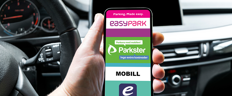 Apparna Easypark, Parkster, Mobill och ePARK kommer alla fungera i Piteå när betalparkering införs.