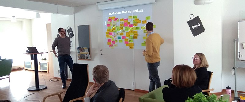 Utvecklingsfrukost med workshop - ett av många testade koncept under projekttiden.
