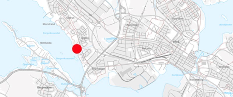 Karta med markerat planområde