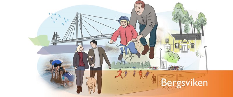 Illustration Fördjupad översiktsplan Bergsviken. Illustration: Oh my