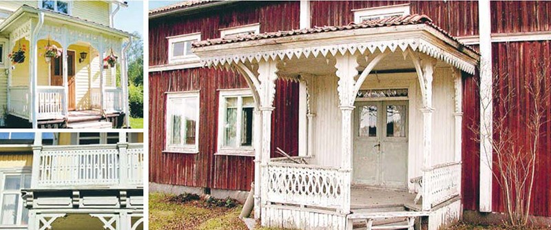 Snickarglädjens sirliga trädetaljer såsom tårtpappersmönster kännetecknar den tidiga industrialismens byggnadskonst. 