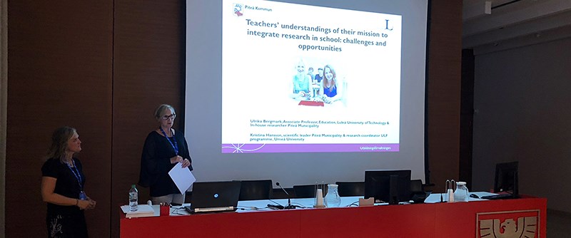 Ulrika Bergmark och Kristina Hansson presenterar studien Teachers´ understanding of their mission to integrate research in school: challenges and opportunities. 