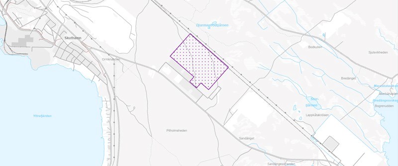 Karta med markerat planområde
